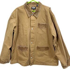 Vintage 1990s Roper Tan Brushed Chore Jacket Oversized Corduroy Trim Mens XXL